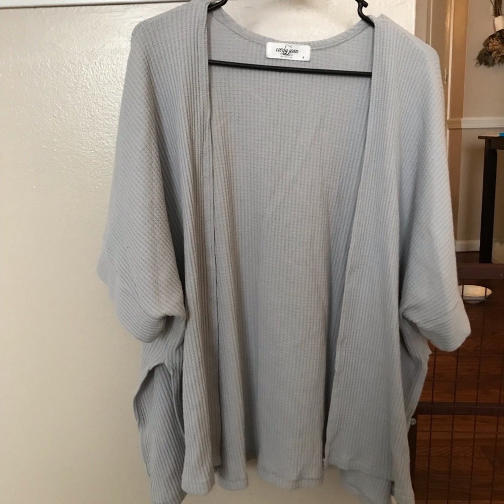 Carly Jean Kimono Cardigan in light grey